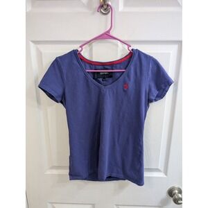 Ferrari V Neck T Shirt Womens Short Sleeve Logo Tee - Size M